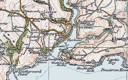 Old map of Fowey in 1919