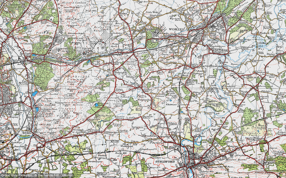 Old Map of Historic Map covering Bullswater Common in 1920