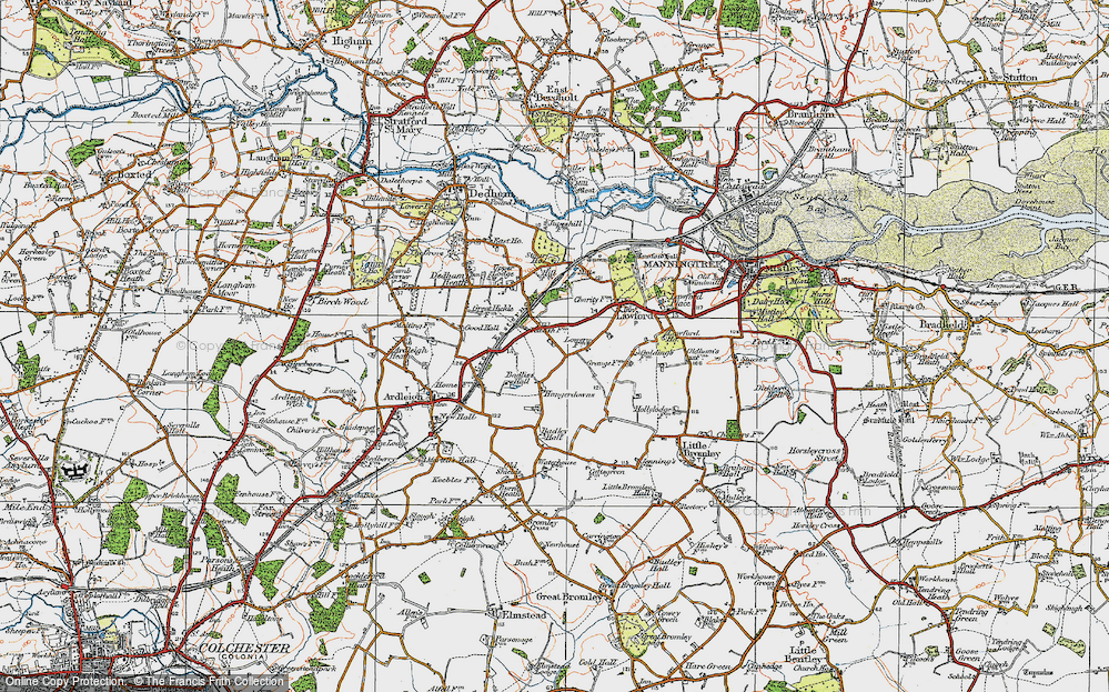 Old Map of Historic Map covering Hungerdowns in 1921