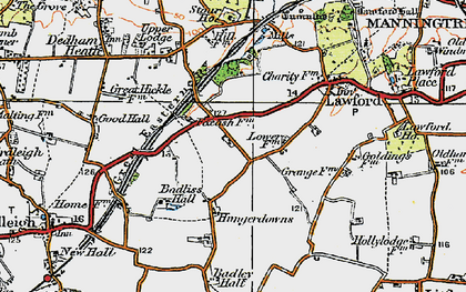 Old map of Foxash Estate in 1921