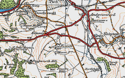 Old map of Foxcote Hill in 1919