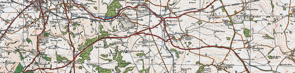 Old map of Foxcote Hill in 1919