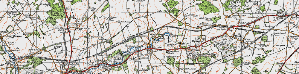 Old map of Foxdown in 1919