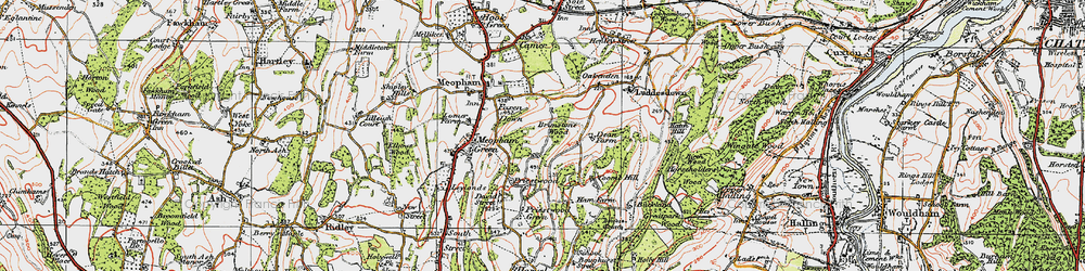 Old map of Foxendown in 1920