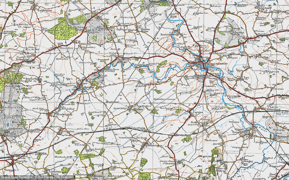 Old Map of Historic Map covering Bradfield Wood in 1919
