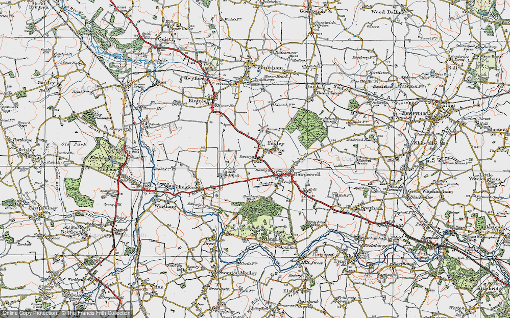 Old Map of Historic Map covering Bawdeswell Heath in 1921