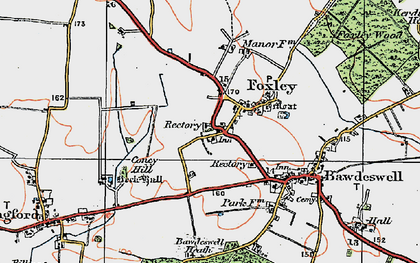 Old map of Bawdeswell Heath in 1921