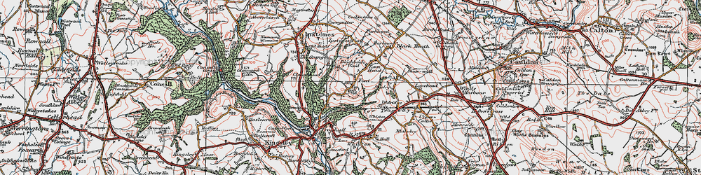 Old map of Foxt in 1921