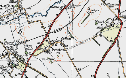 Old map of Foxton in 1920