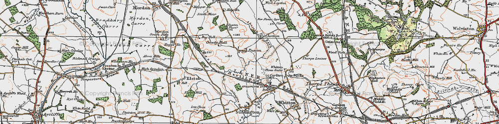 Old map of Foxton in 1925