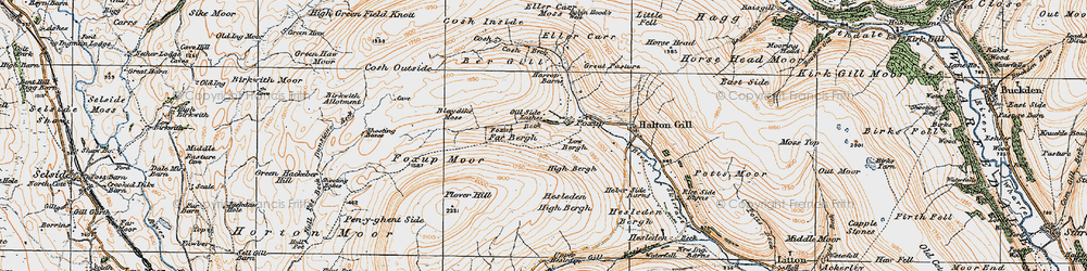 Old map of Yorkshire Dales National Park in 1925