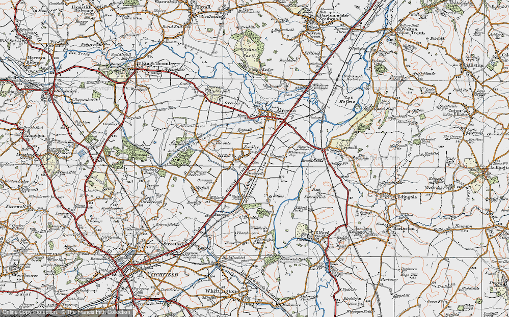Old Map of Historic Map covering Whitemoor Haye in 1921