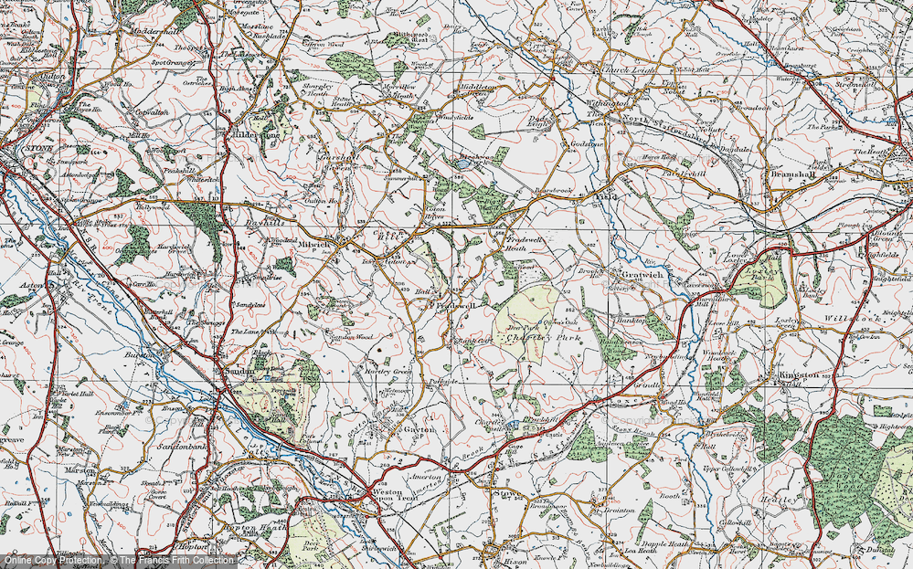 Old Map of Fradswell, 1921 in 1921