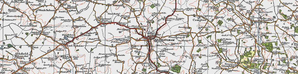 Old map of Framlingham in 1921