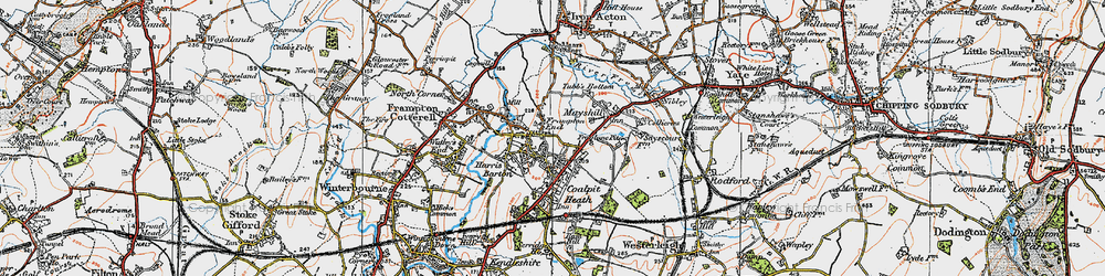 Old map of Frampton End in 1919