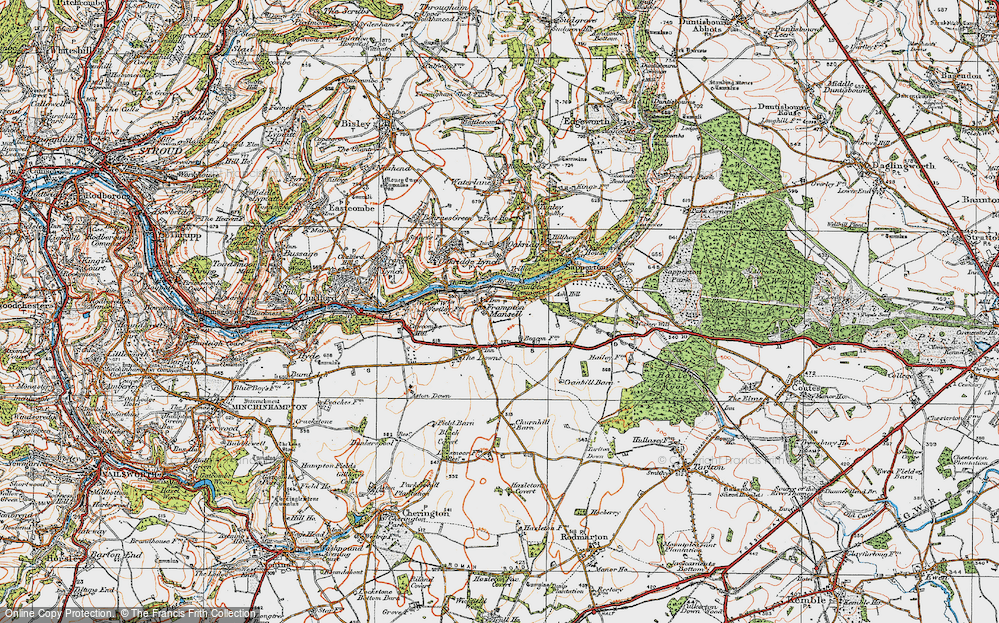 Old Map of Historic Map covering Ash Hill in 1919