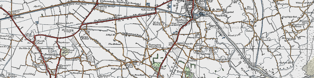 Old map of Frampton West End in 1922