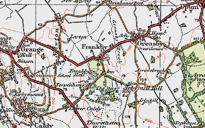 Old map of Frankby in 1923