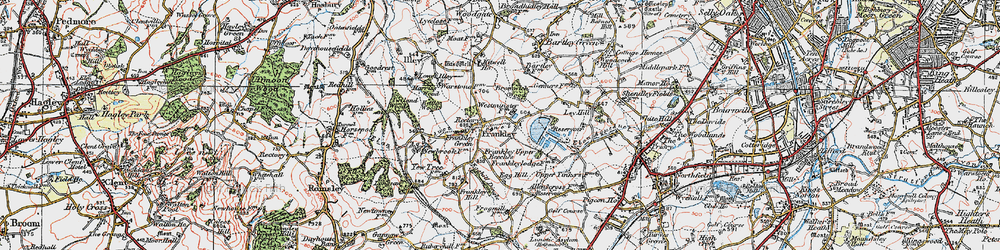 Old map of Frankley Green in 1921