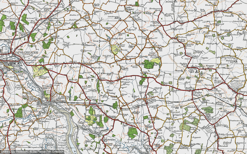 Old Map of Frating Green, 1921 in 1921