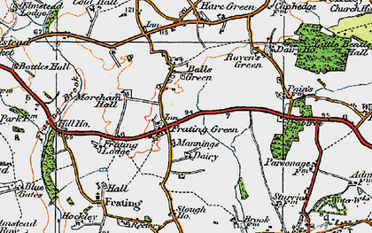 Old map of Frating Green in 1921