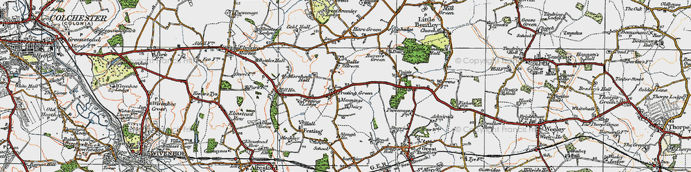 Old map of Frating Green in 1921