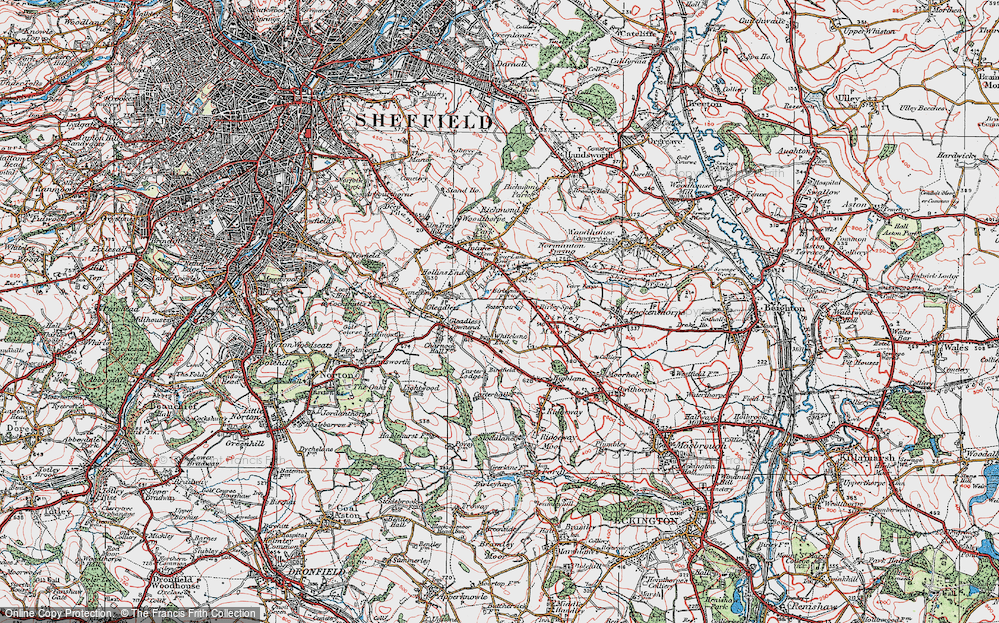 Old Map of Frecheville, 1923 in 1923