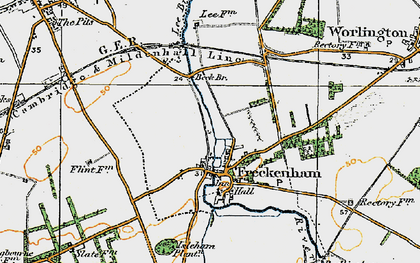 Old map of Freckenham in 1920