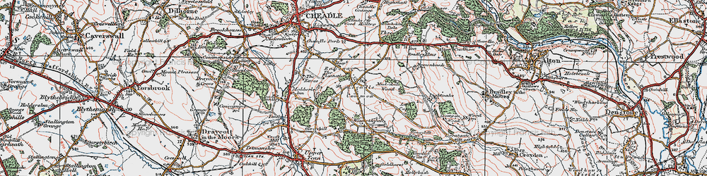 Old map of Freehay in 1921
