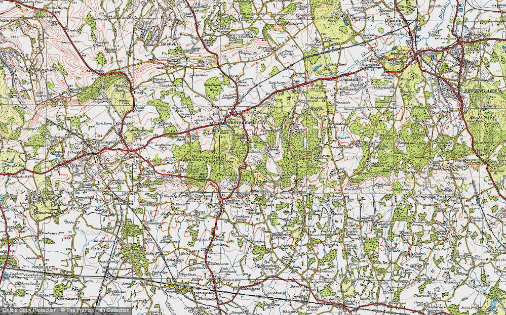 Old Map of Historic Map covering Chartwell in 1920