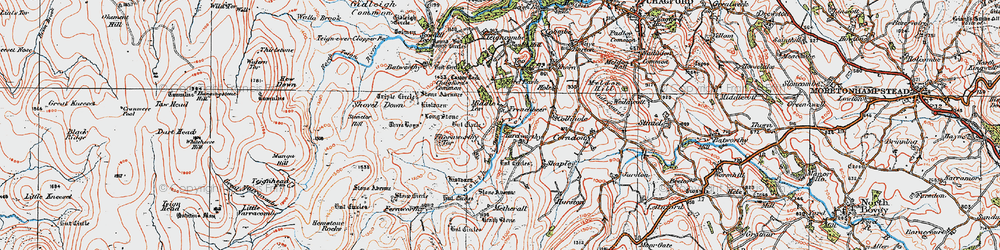 Old map of Fernworthy Forest in 1919