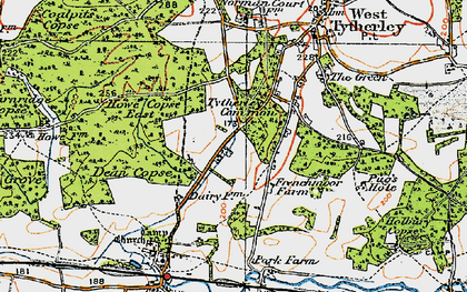 Old map of Bentley Wood in 1919
