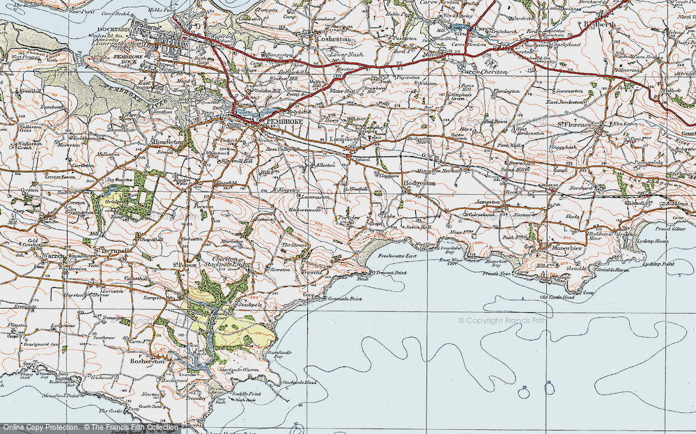 Old Map of Freshwater East, 1922 in 1922
