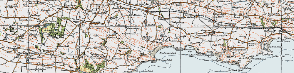 Old map of Freshwater East in 1922