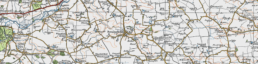 Old map of Fressingfield in 1921