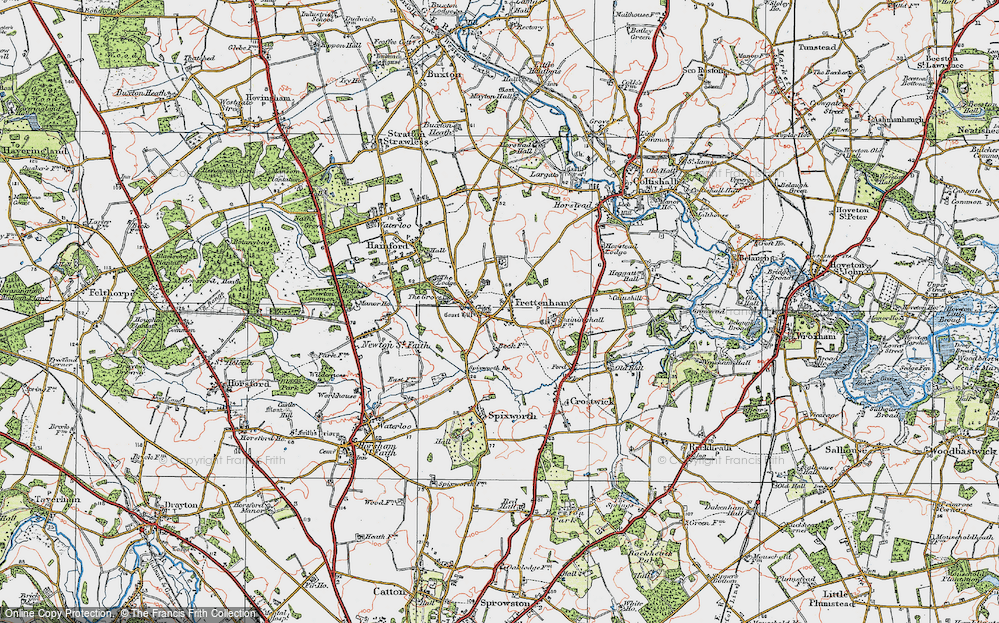 Old Map of Frettenham, 1922 in 1922