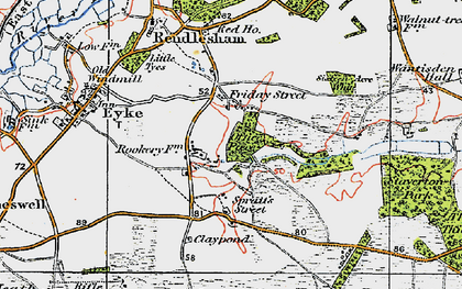 Old map of Woodbridge Airfield in 1921