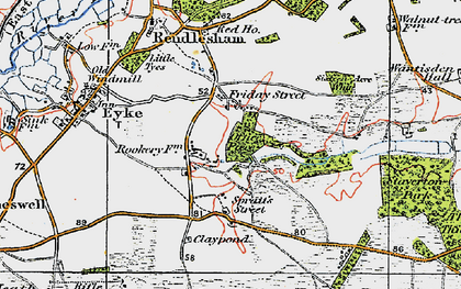 Old map of Rendlesham Forest in 1921