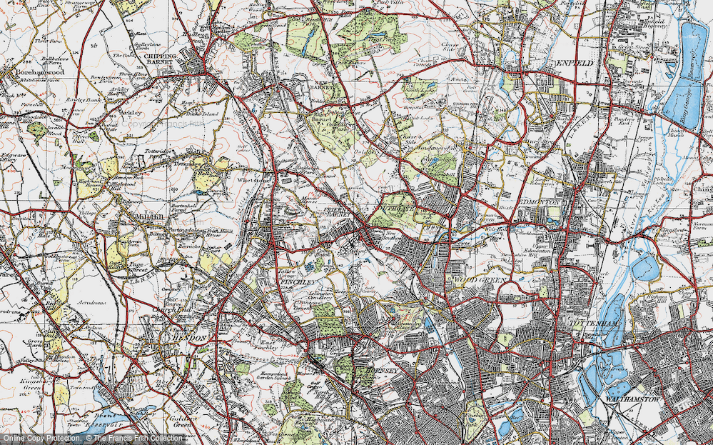 Old Map of Friern Barnet, 1920 in 1920