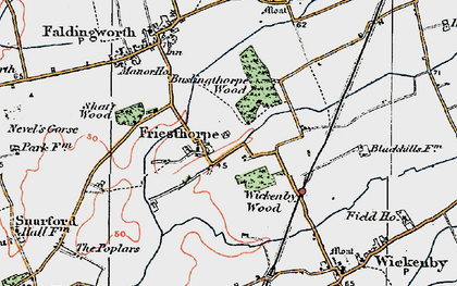 Old map of Wickenby Wood in 1923