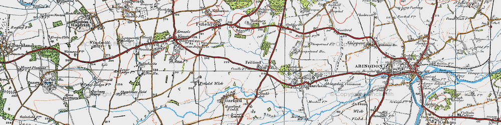 Old map of Frilford in 1919