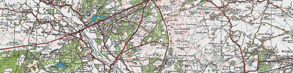 Old map of Frimley Ridge in 1919