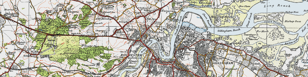 Old map of Frindsbury in 1921