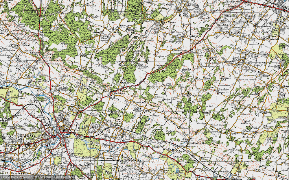 Old Map of Historic Map covering Whitehall in 1921