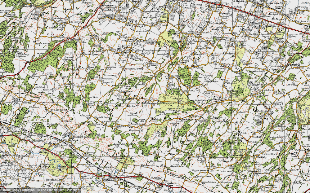 Old Map of Frinsted, 1921 in 1921