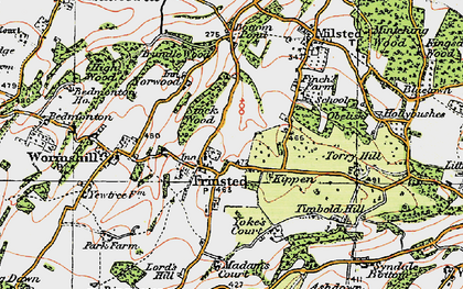 Old map of Frinsted in 1921