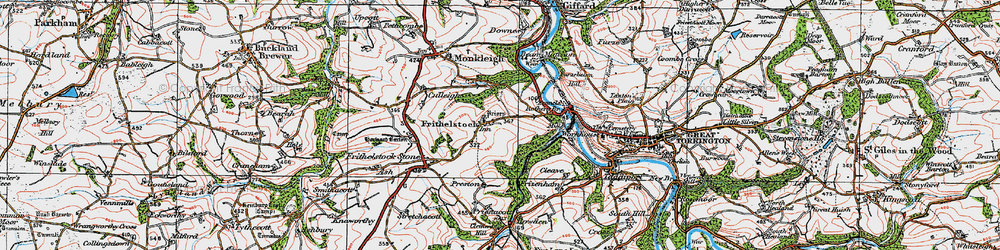Old map of Frithelstock in 1919