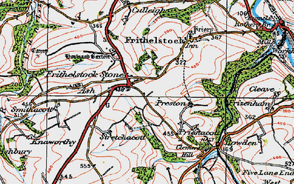 Old map of Frithelstock Stone in 1919