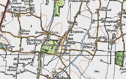 Old map of Fritton in 1921