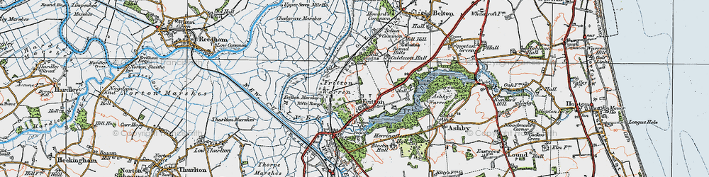 Old map of Fritton in 1922